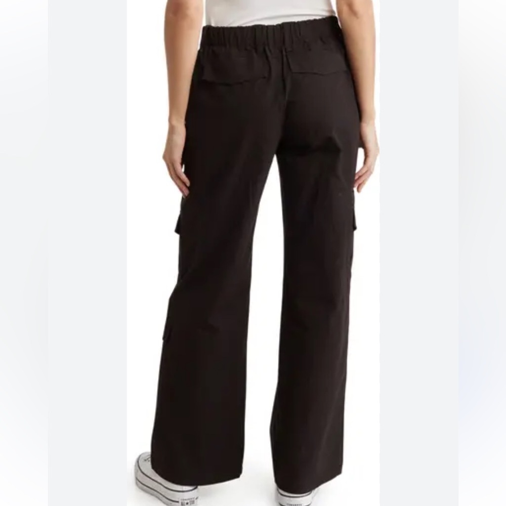 Elodie Wide Leg Cotton Poplin Cargo Pants Black Low Rise Skater Surf-Small